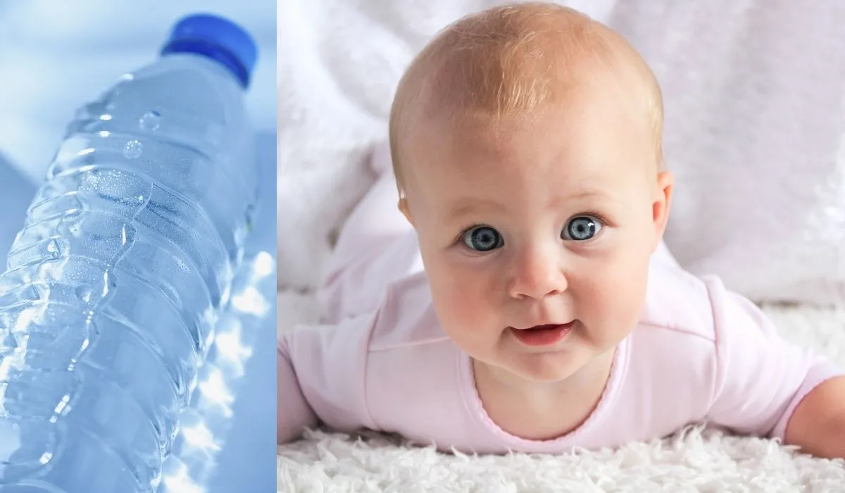 Baby drinking safe water from a cup