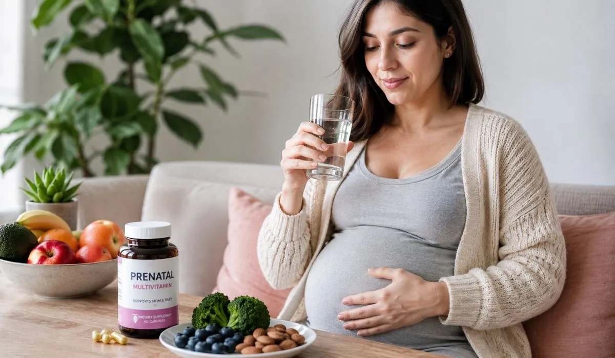 Pregnant woman drinking Ensure nutritional shake