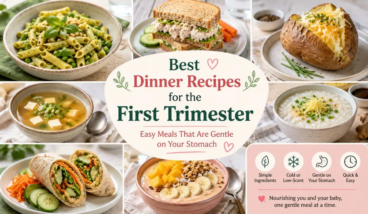 Best dinner recipes for the first trimester, including gentle and easy pregnancy meals