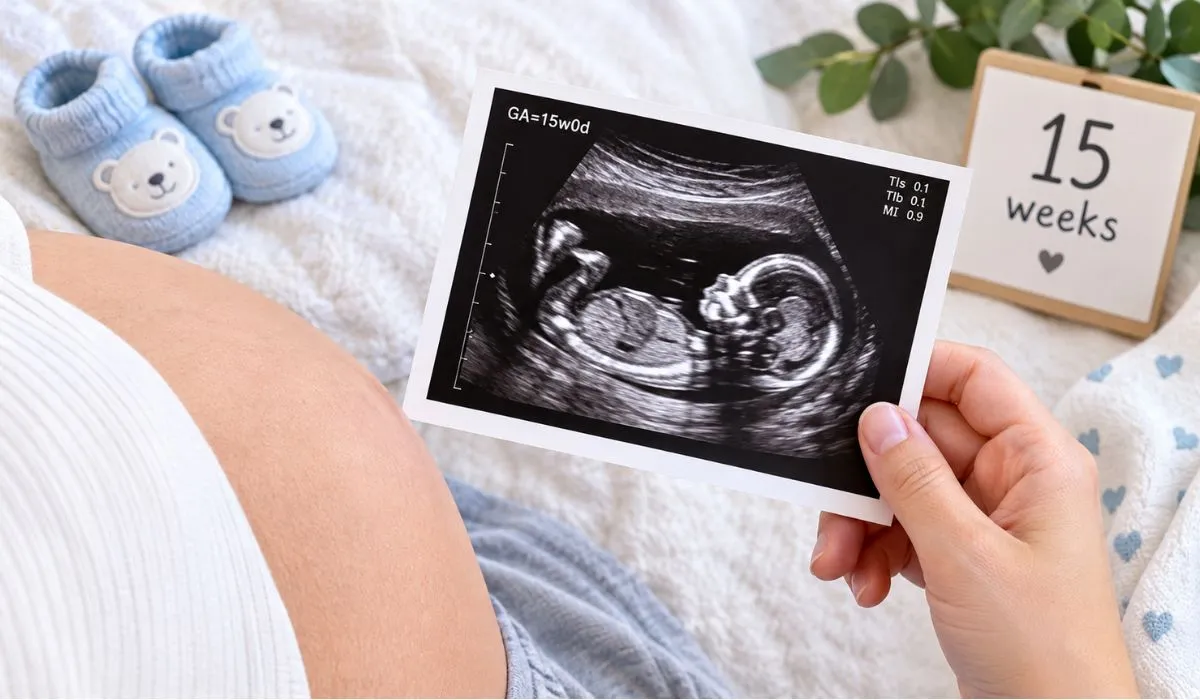 15 weeks pregnant ultrasound showing the baby