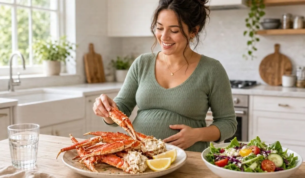 Can You Eat Crab During Pregnancy? Cooked crab legs on a plate