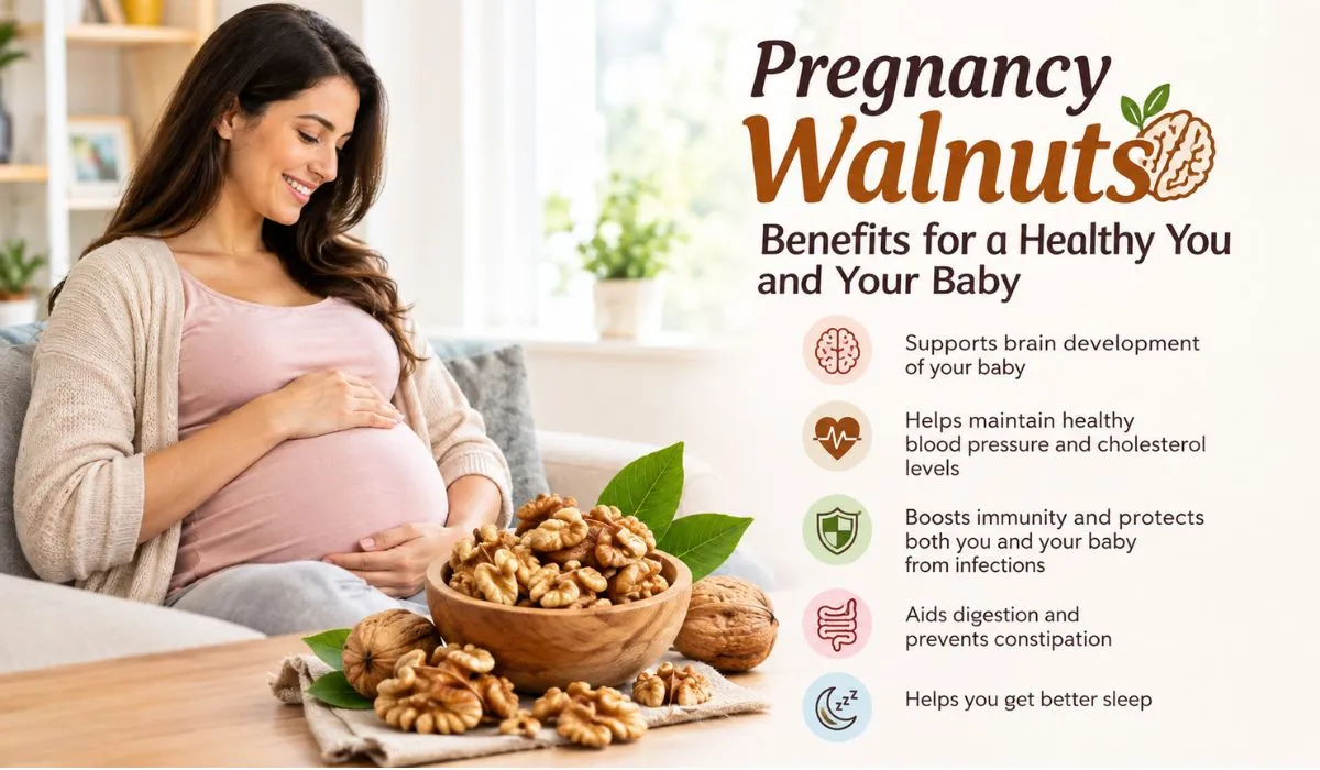 Pregnancy walnuts on a plate for a healthy pregnancy diet