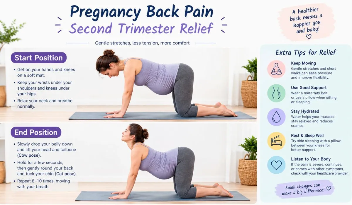 Pregnancy back pain second trimester relief tips