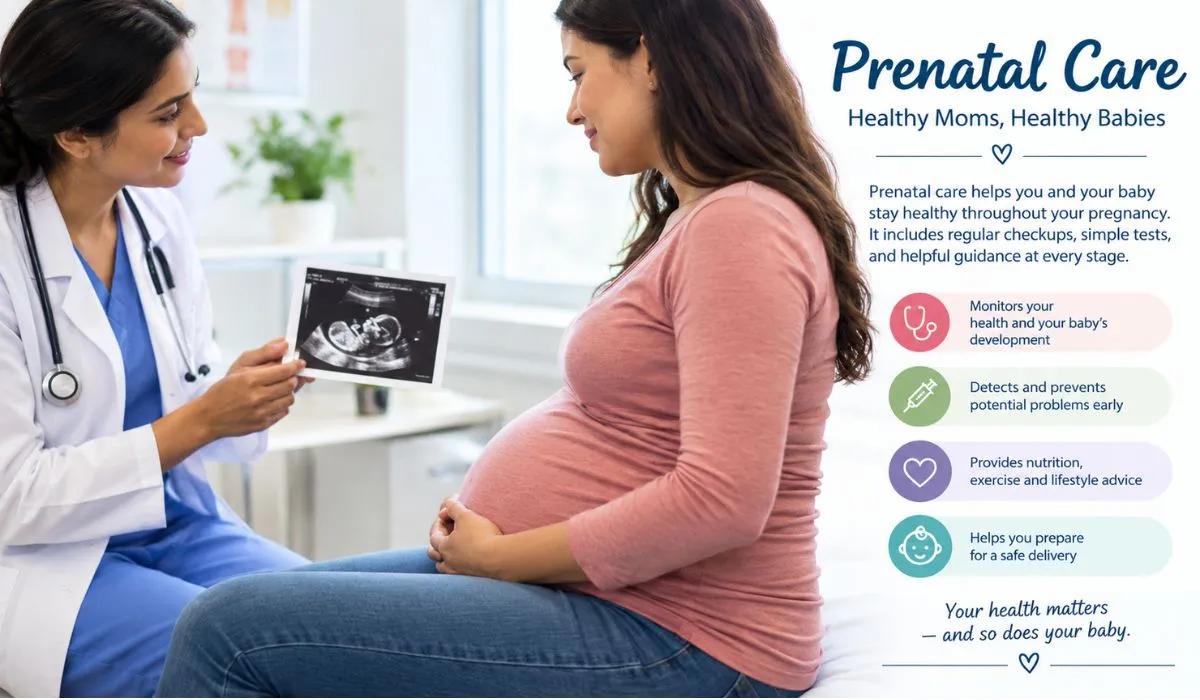 Prenatal care for pregnant women with doctor and ultrasound